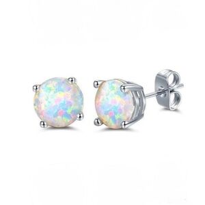 18K White Gold Plated Colorful Opal Studs NWT